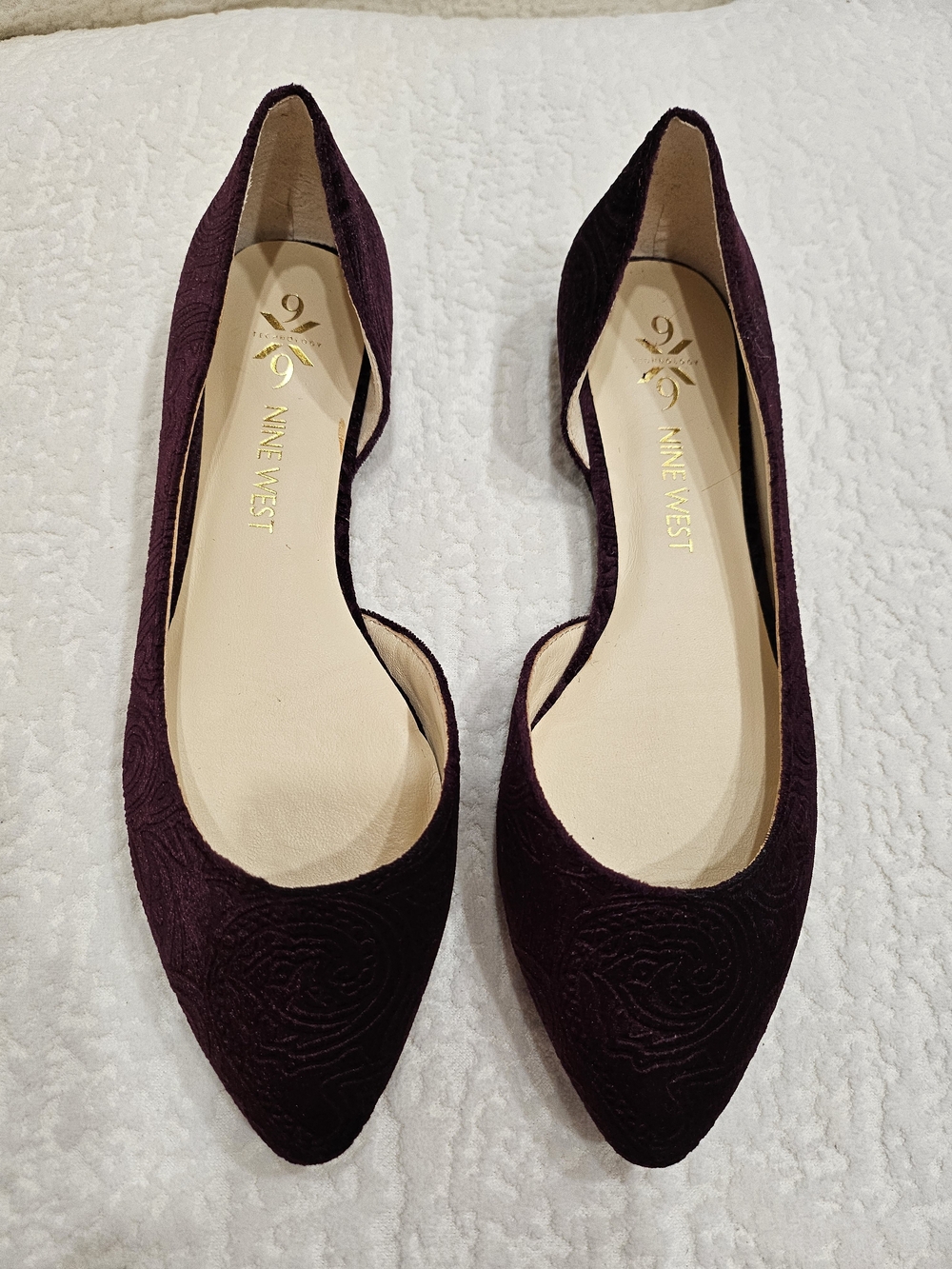 Nine West Women's Pointed Toe D'Orsay Flats in Deep Burgundy